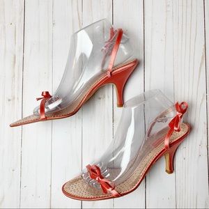 Delman apricot bow sandals